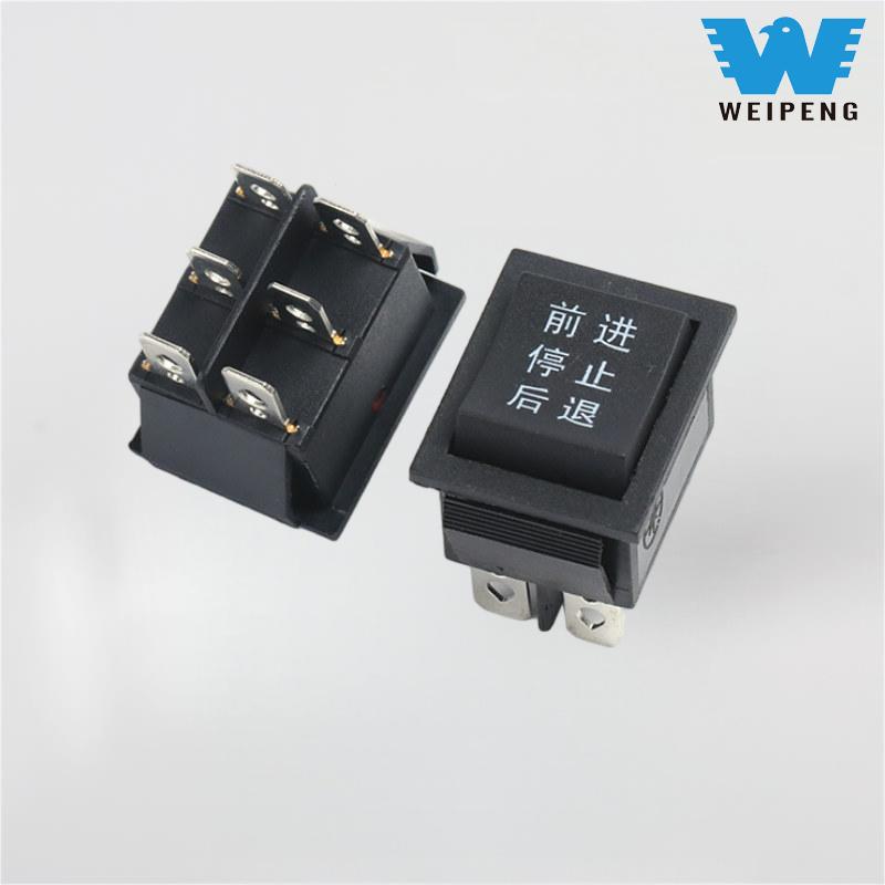 KCD4 Beltza 31 * 25mm 6 pin 3 posizio 16A 250V etengailu baskulatzailea