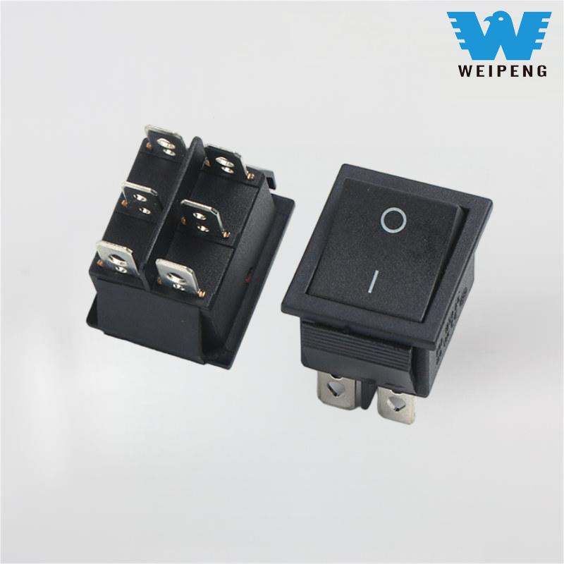 Kcd4 ur banatzailea 2 engranaje 6 pin 16A Rocker Power botoiaren etengailua
