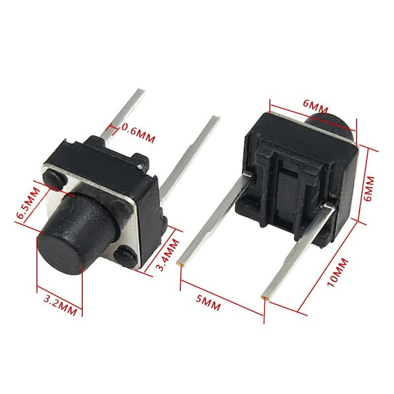 Bi pin 6 * 6 * 6.5 Micro-Motion ukipen-botoi bertikaleko etengailua
